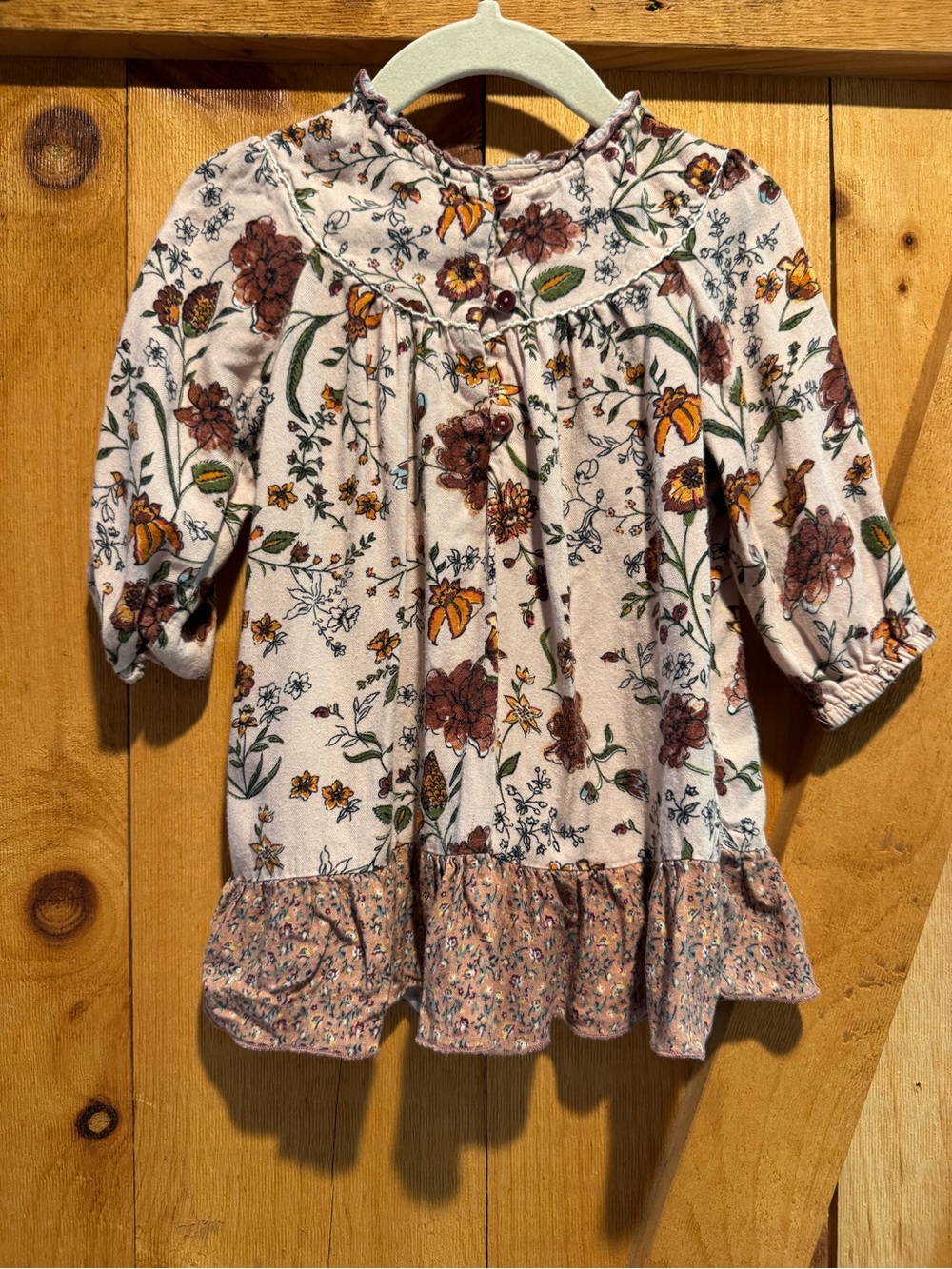 Zara Kids Girls Long Sleeve Floral Swing Dress, 18-24 mo